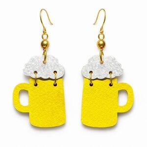 Playful Yellow Beer Mug Earrings